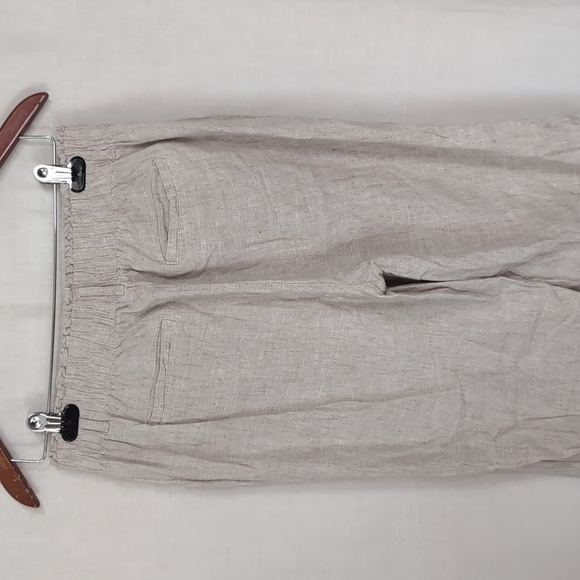 Briggs Light Tan Linen Blend Stretch Waist Wide Leg Pants Size Medium - Picture 3 of 6